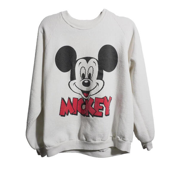 Vintage Mickey Mouse Disney Crewneck Sweatshirt One Size 80s 90s VTG White Retro - Picture 1 of 7